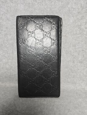 Gucci Guccissima Black Embossed GG Leather Long Wallet Vintage